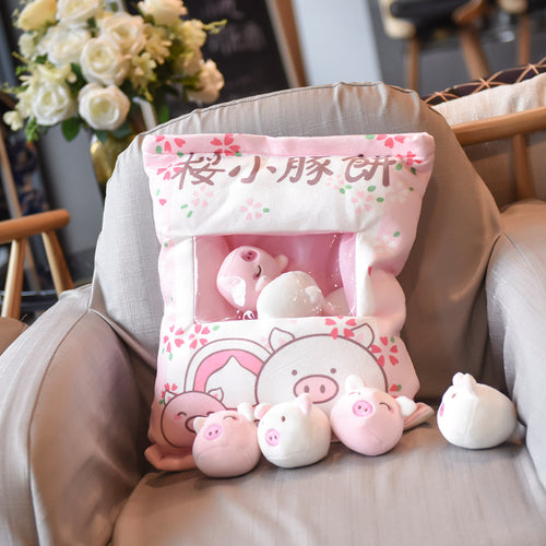 UwU Sakura Pig Pudding Bag Plush (´・(oo)・｀✿)